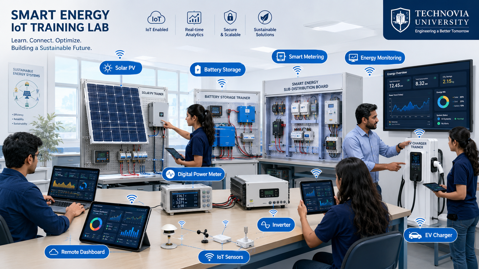 Smart energy and IoT training lab with solar PV and dashboard